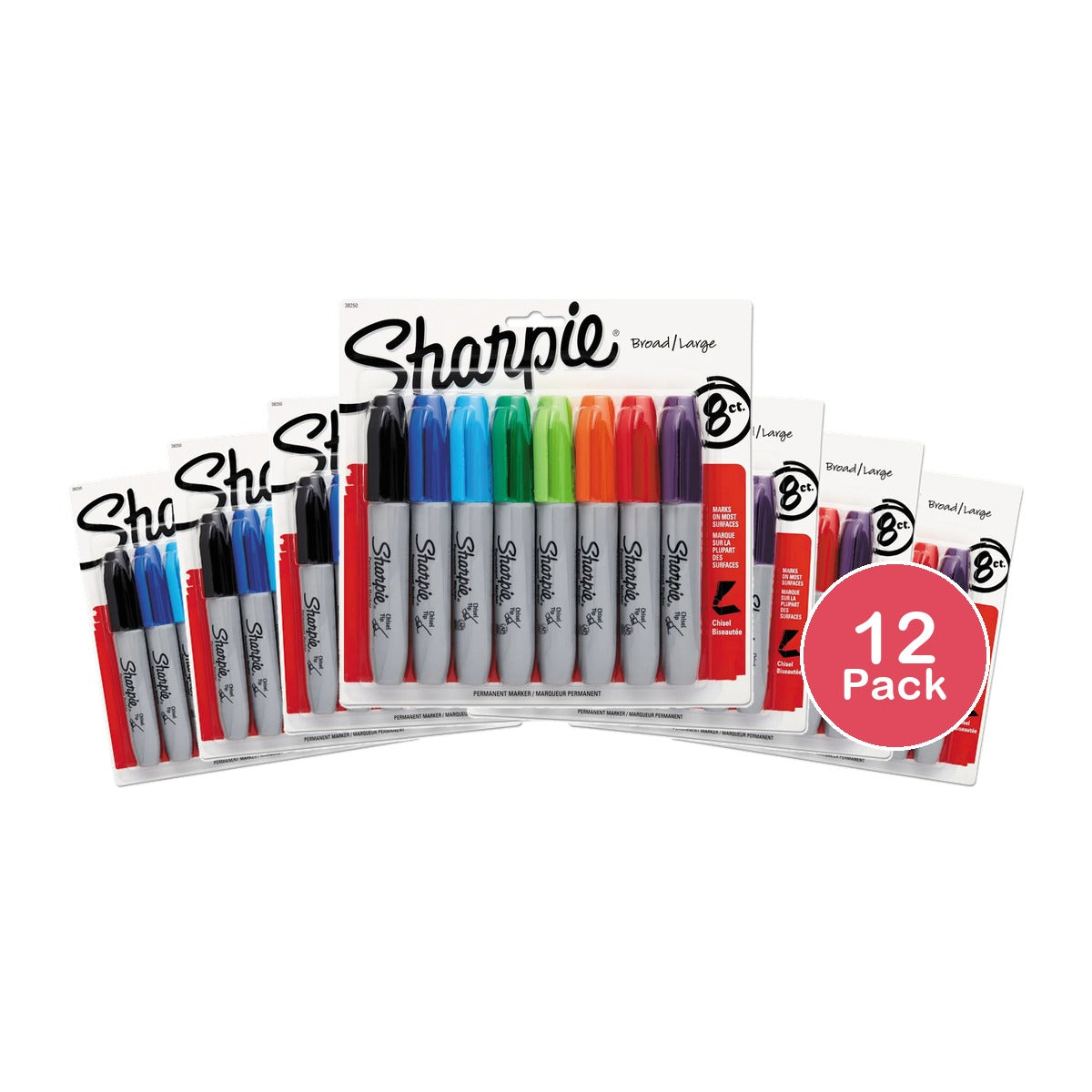 Sharpie Permanent Markers Chisel Tip Assorted Colors 8 Count 6.46 oz ...