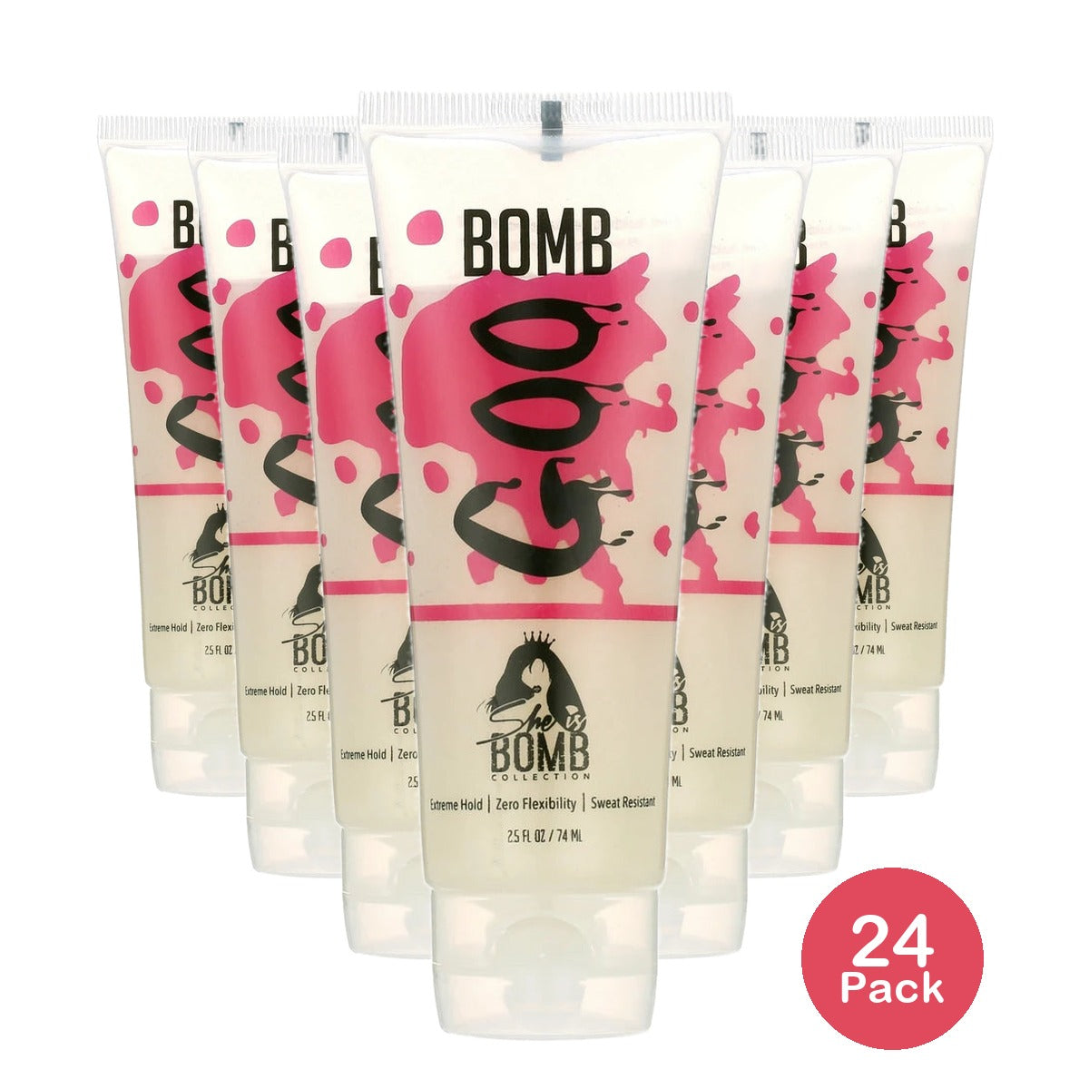 She Is Bomb Bomb Goo Gel Hair Gel 2.5 fl oz Frizz Control All Hair Types (Pack of 24)