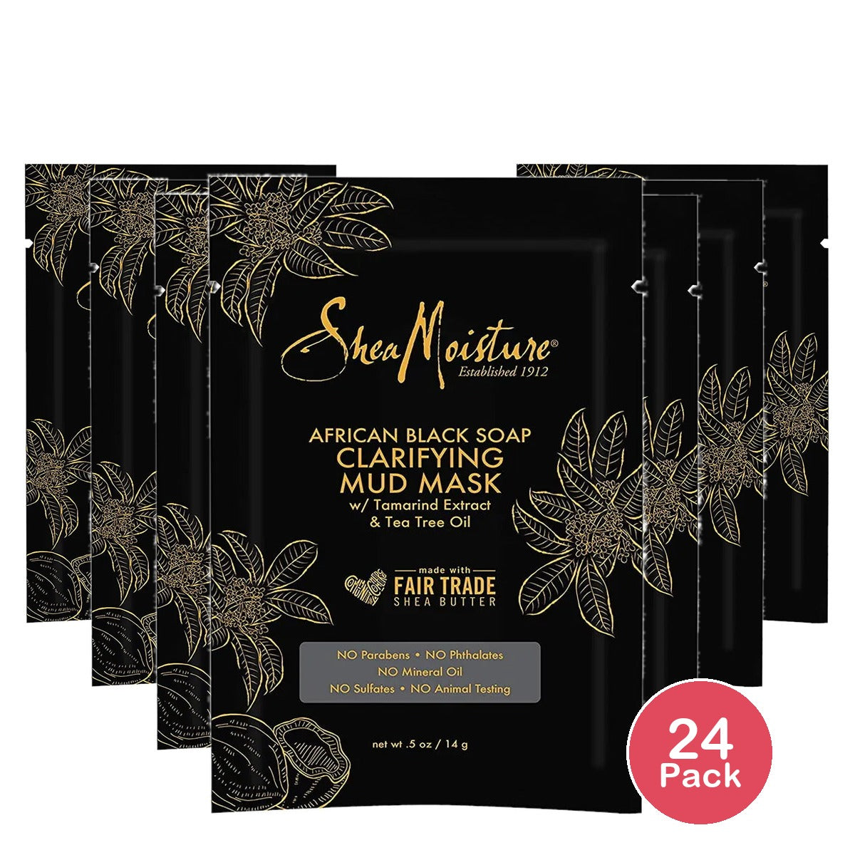 Shea Moisture African Black Soap Face Mud Mask Packette 0.5Oz (Pack Of 24)