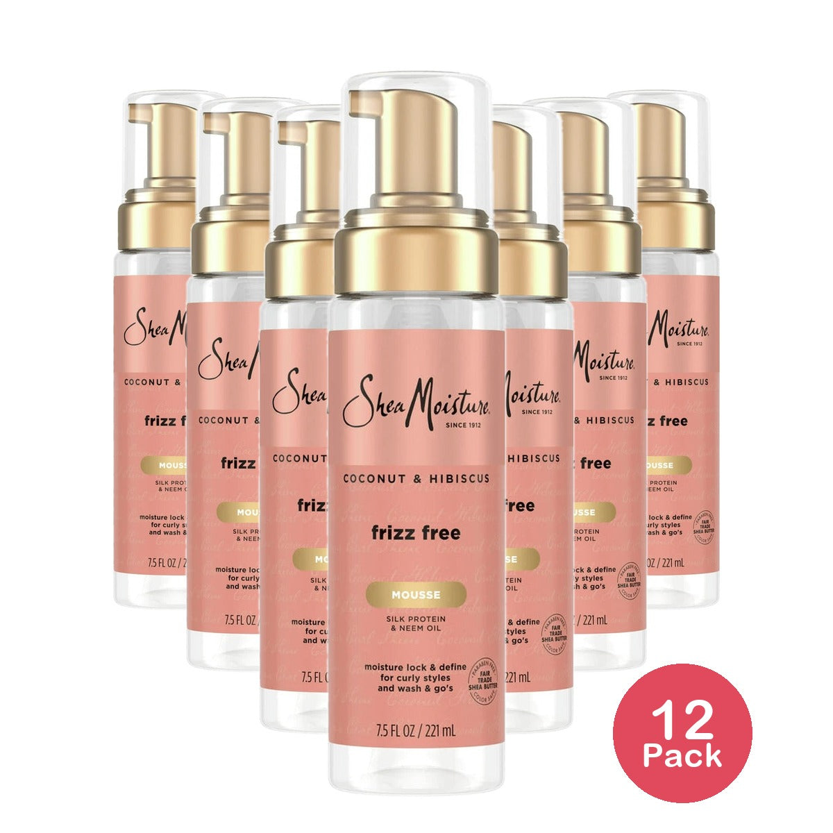 SheaMoisture Coconut and Hibiscus Frizz-Free Curl Mousse - 7.5 fl Oz (Pack of 12)