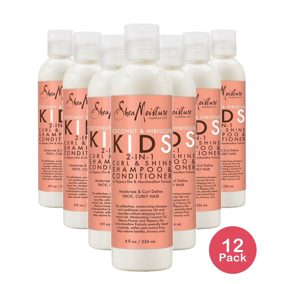 SheaMoisture Coconut & Hibiscus Kids 2-in-1 Shampoo & Conditioner 8 Oz (Pack of 12)