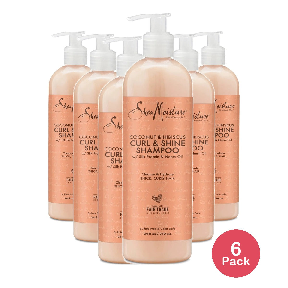 SheaMoisture Coconut & Hibiscus Shampoo 24 Oz (Pack of 6)