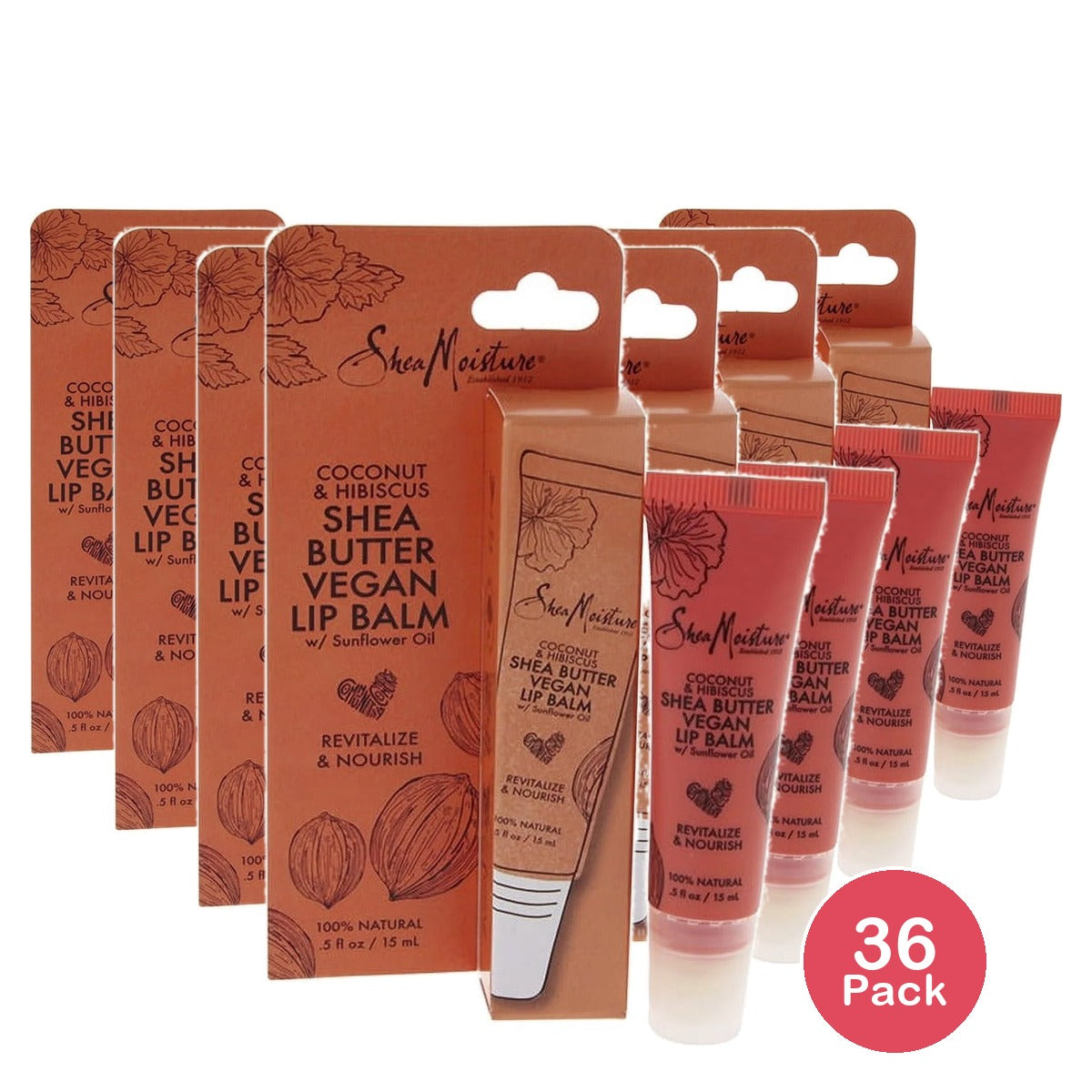 SheaMoisture Coconut & Hibiscus Shea Butter Lip Balm 0.5 Oz (Pack of 36)