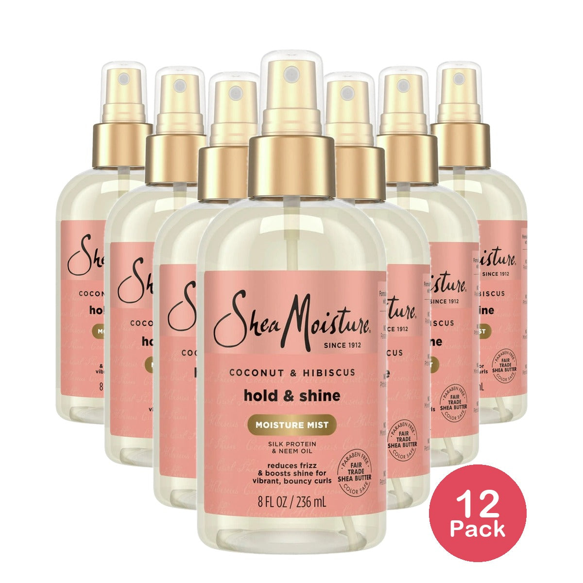 SheaMoisture Frizz Free Hold and Shine Moisture Mist For Thick Curly Hair Coconu 8 OZ (Pack of 12)