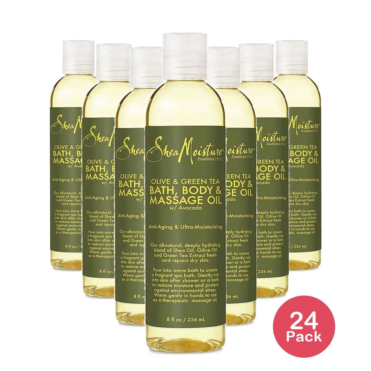 SheaMoisture Olive & Green Tea Bath Body Massage Oil 8 Oz (Pack of 24)