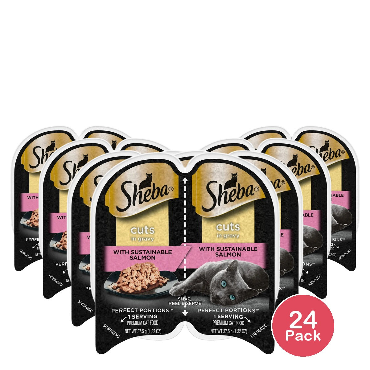 Sheba Perfect Portions Cuts in Gravy Gourmet Salmon Entree Wet Cat Food, 2.6 Oz (Pack of 24)
