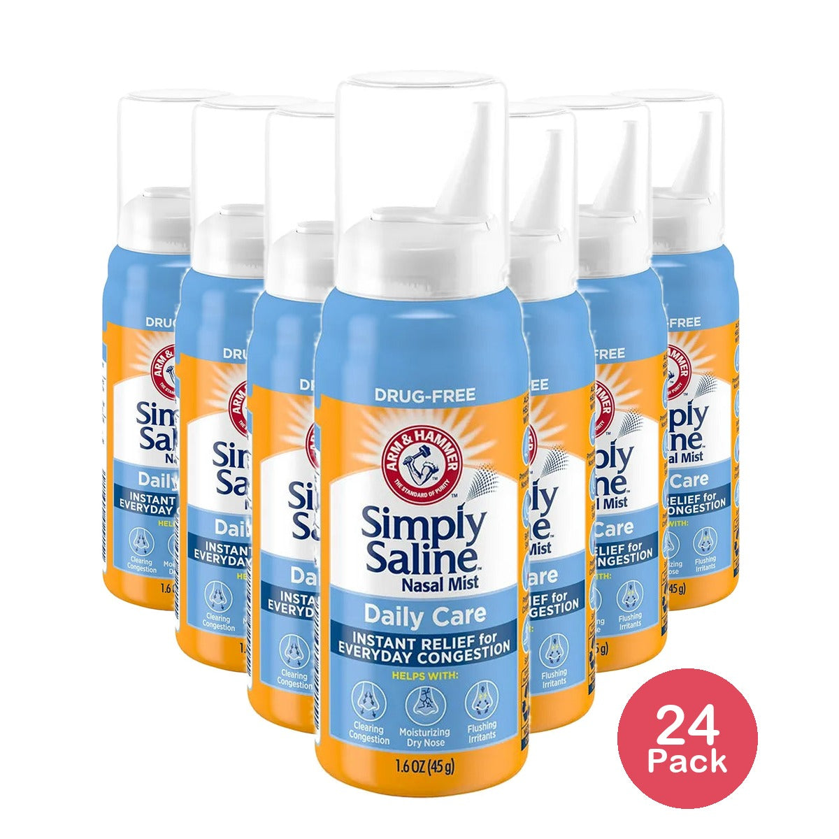 Simply Saline Sterile Saline Nasal Mist For Nasal Relief 1.6Oz (Pack of 24)