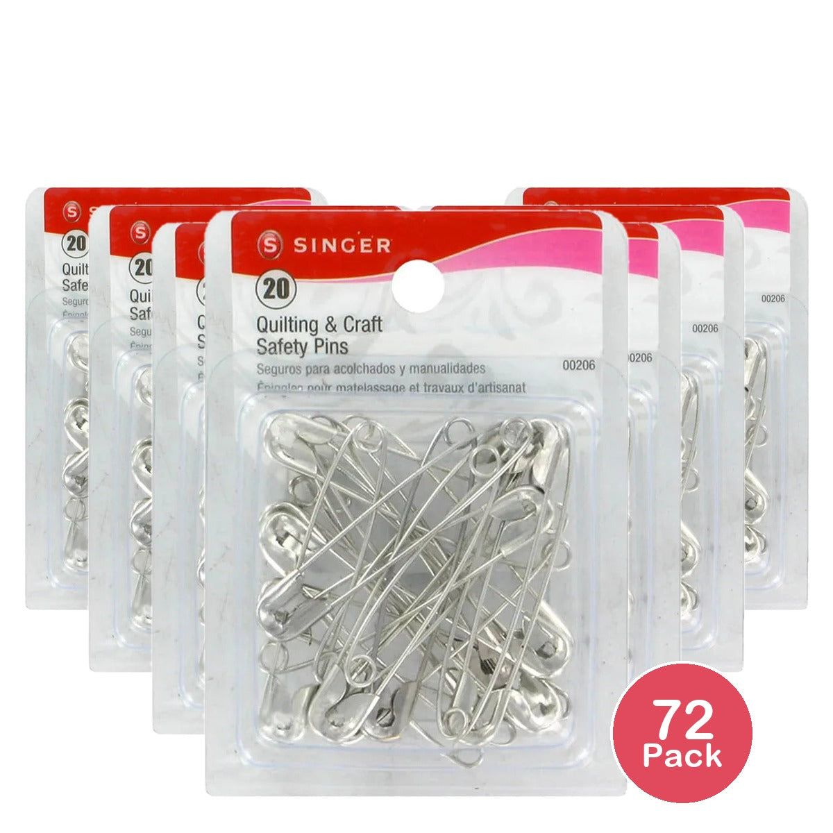 Singer Quilting and Craft Safety Pins 0.64Oz (Pack of 72)