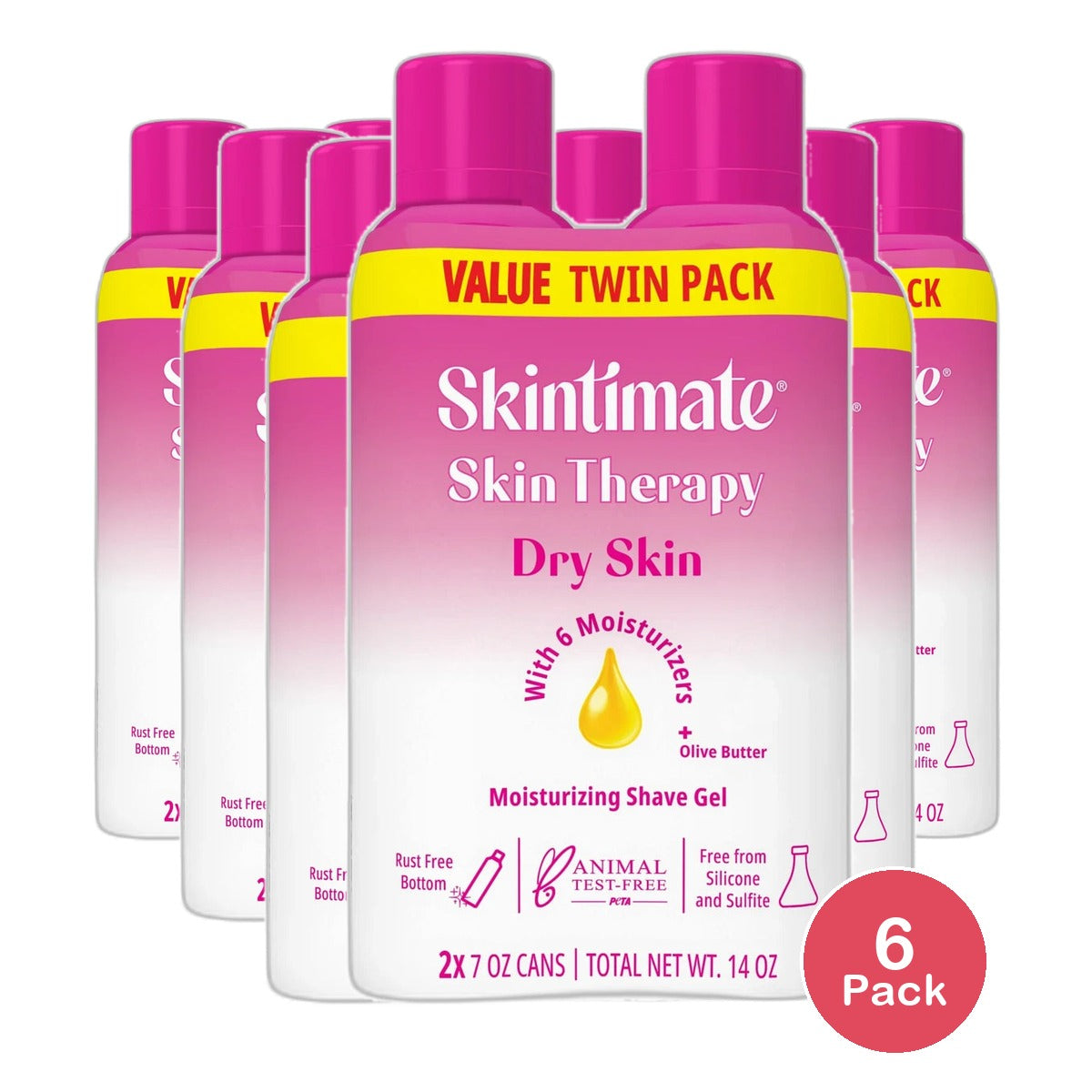 Skintimate Skin Therapy Dry Skin Women's Shave Gel Pack Of 2 7Oz (Pack of 6)