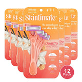 Skintimate Warm Vanilla Sugar Disposable Razor for Women, Gently Exfoliates, Fou (Pack of 12)