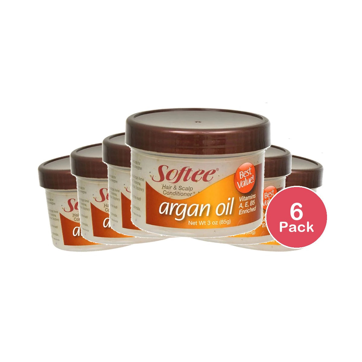 Softee Argan Oil Hair & Scalp Conditioner 3 Oz (Pack of 6)