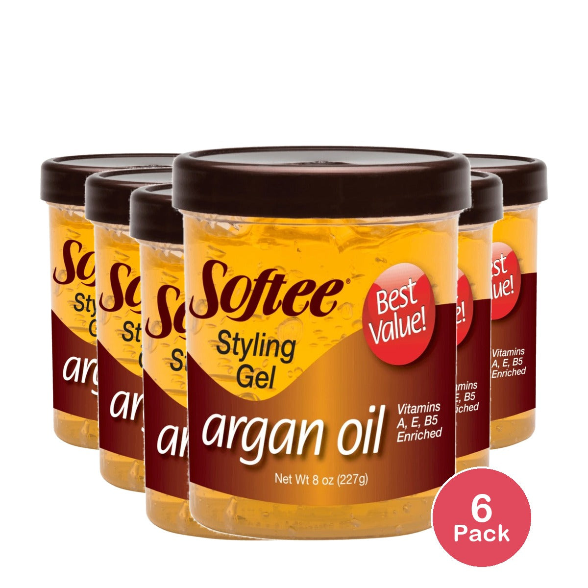 Softee Argan Oil Styling Gel 8 Oz (Pack of 6)