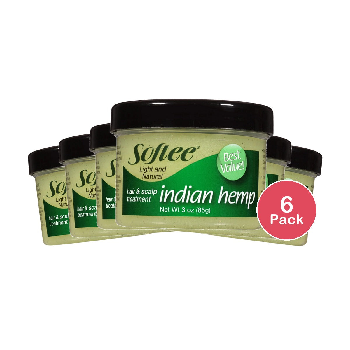 Softee Indian Hemp Hair & Scalp Treatment 3 Oz. Jar (Pack of 6)