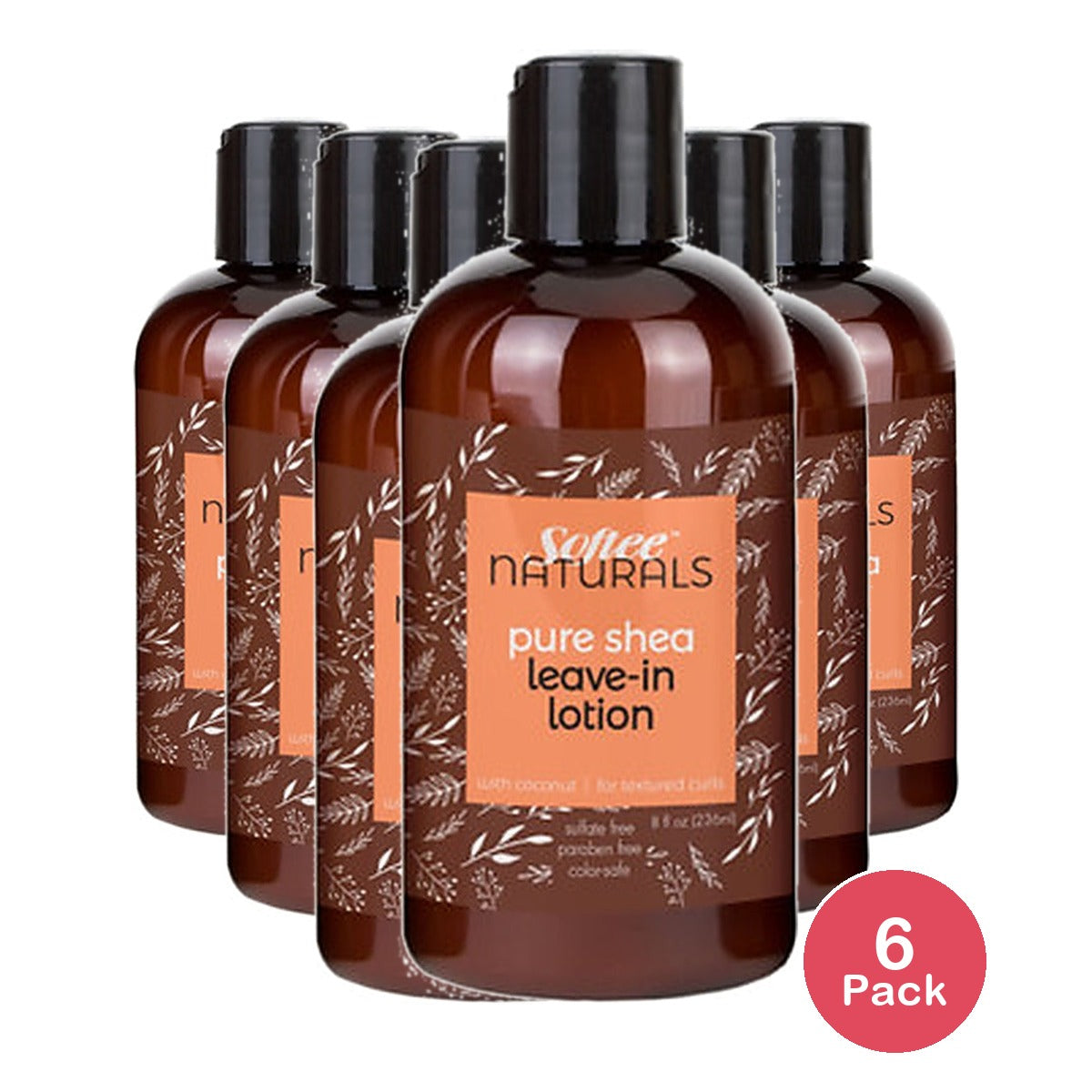 Softee Natural Pure Shea Leave-In Lotion 8 Oz (Pack of 6)