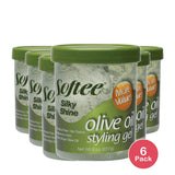 Softee Silky Shine Olive Oil Styling Gel 8 Oz (Pack of 6)