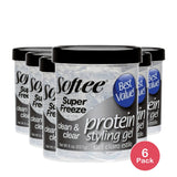 Softee Super Freeze Clean Clear Protein Styling Gel 8 Oz (Pack of 6)