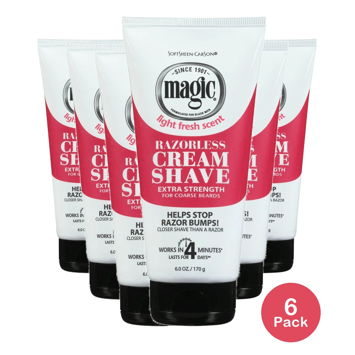 Softsheen-Carson Magic Shave Hair Removal Cream for Men  Extra Strength Depilato 6 Oz (Pack of 6)