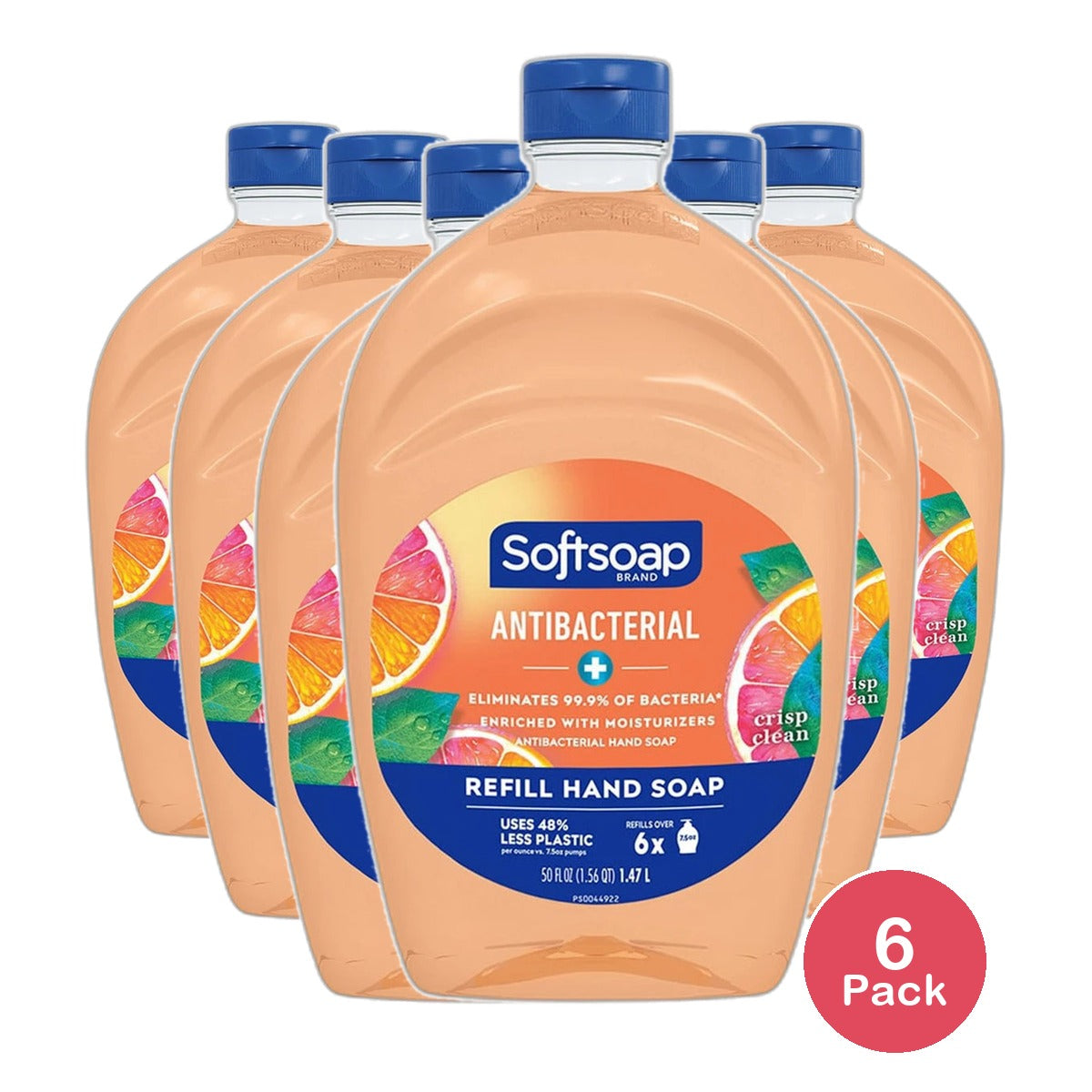 Softsoap Antibacterial Liquid Hand Soap Refill Crisp Clean 50Oz (Pack of 6)