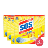 S.O.S Steel Wool Soap Scrubber Sponge Pads 2.88oz (Pack of 6)