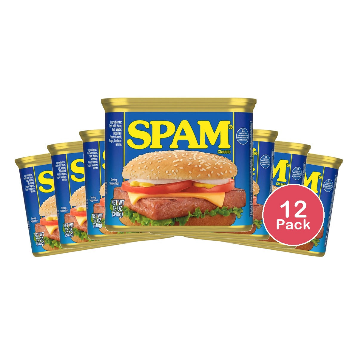 SPAM Classic Lunch Meat - 12 OZ (Pack of 12)
