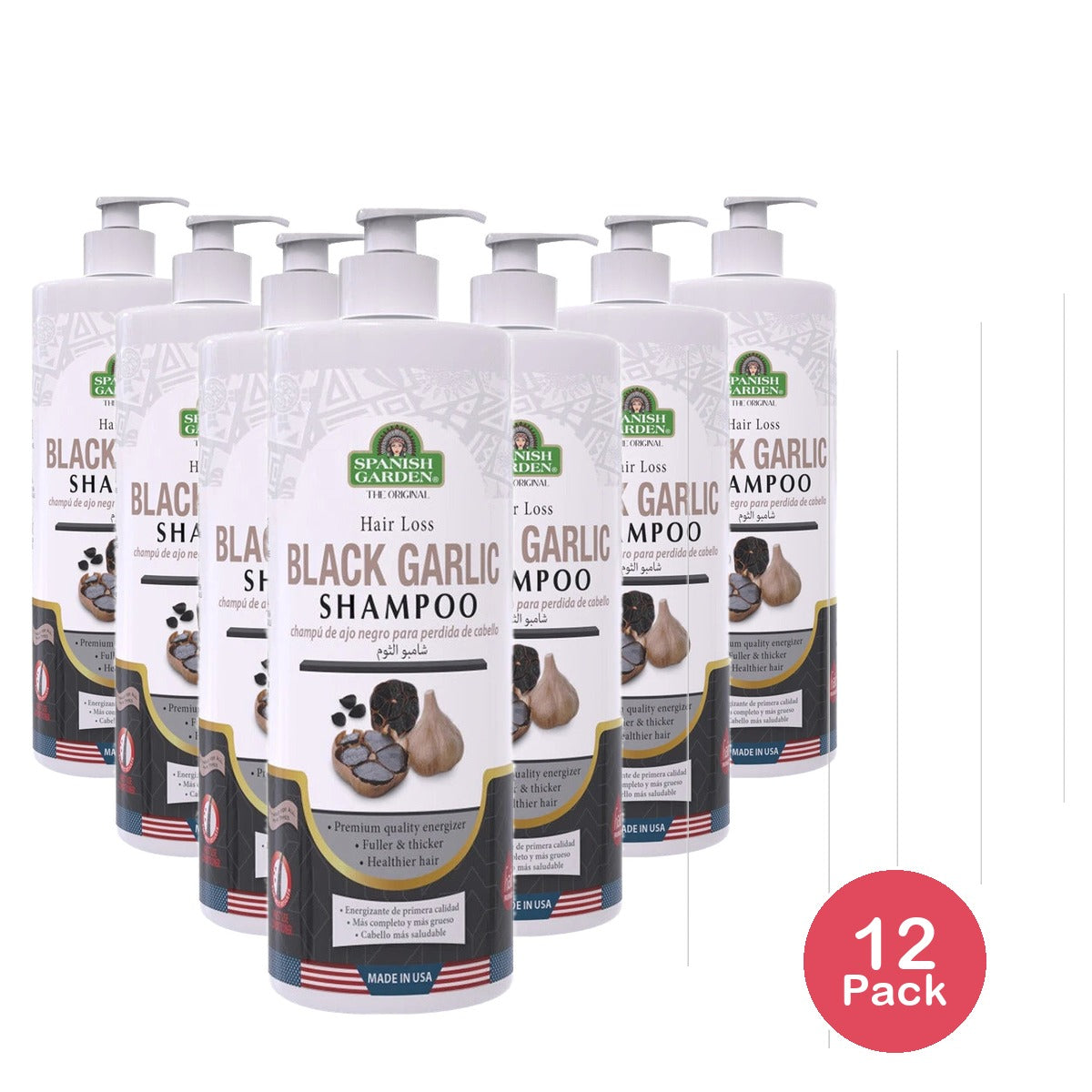Spanish Garden Original Black Garlic Shampoo Hair Loss For 32 Oz (Pack of 12)