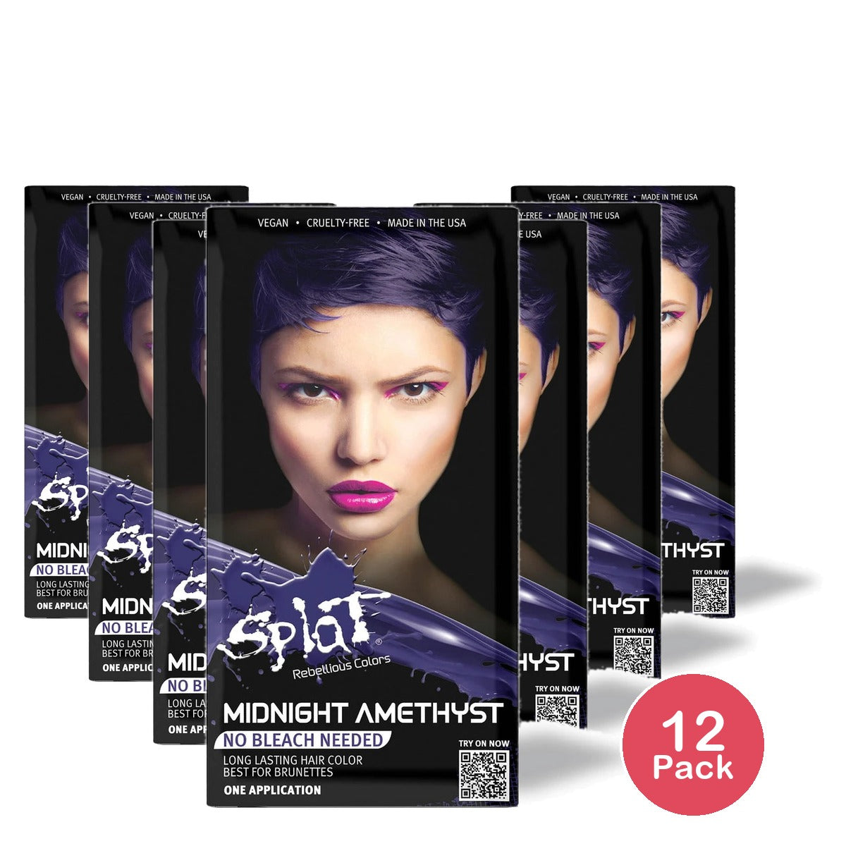 Splat Midnight Amethyst Hair Dye Semi-Permanent Purple Color 6.75 Oz (Pack of 12)