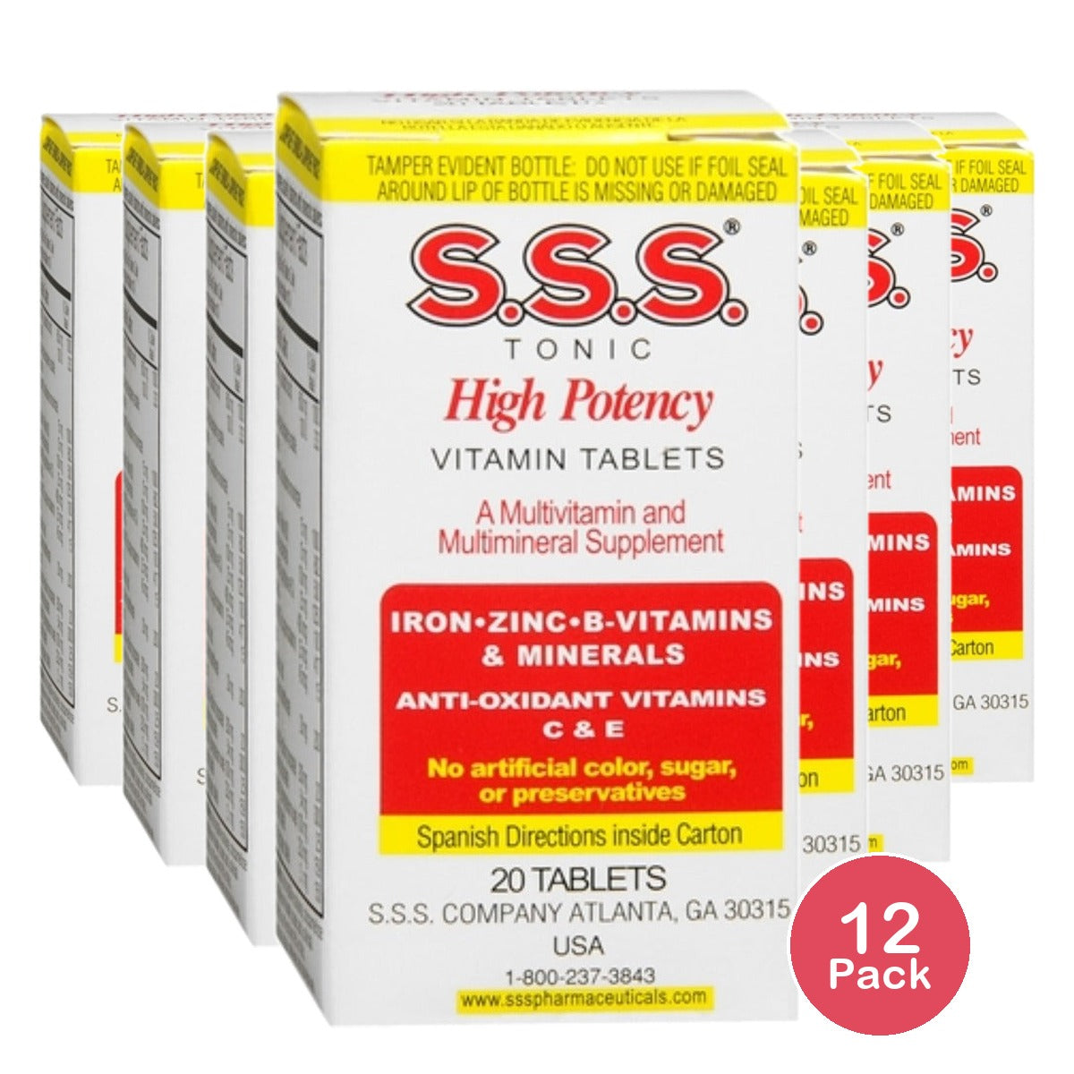 S.S.S. Tablets Multivitamin 20 Count (Pack of 12)