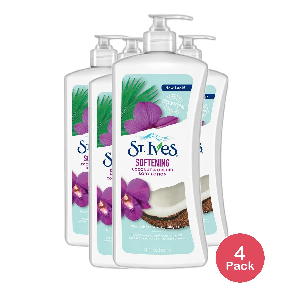 St Ives Softening Body Lotion with Coconut and Orchid 21Oz (Pack of 4)
