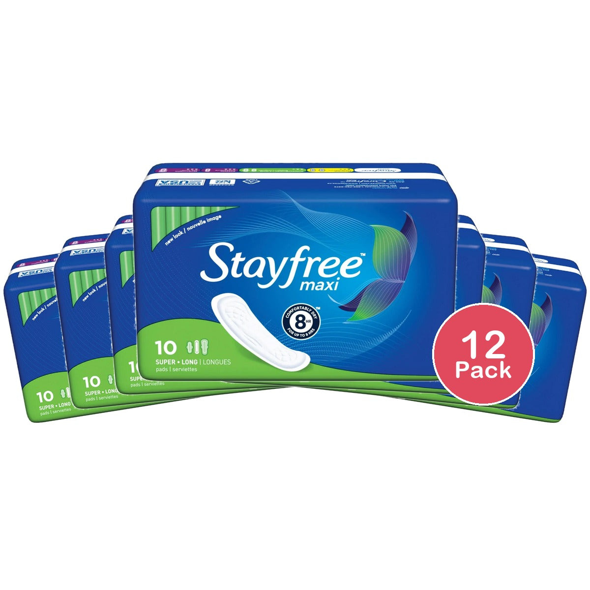 Stayfree Maxi Pads (Without Wings) Super Absorbency 10ct 4.32 Oz(Pack of 12)