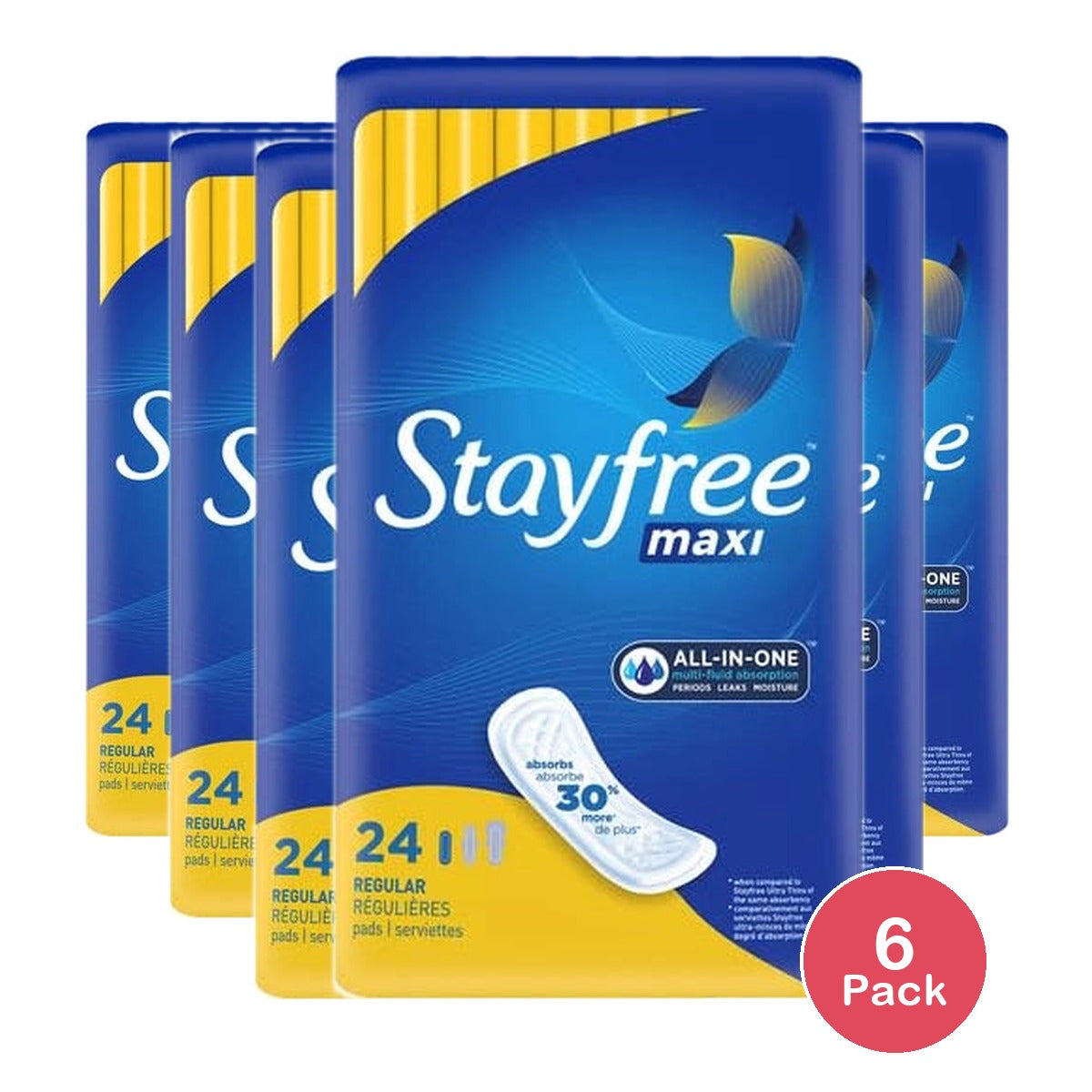 Stayfree Maxi Regular Long Pads Wingless Unscented Multi-Fluid Absorpti (Pack of 6)