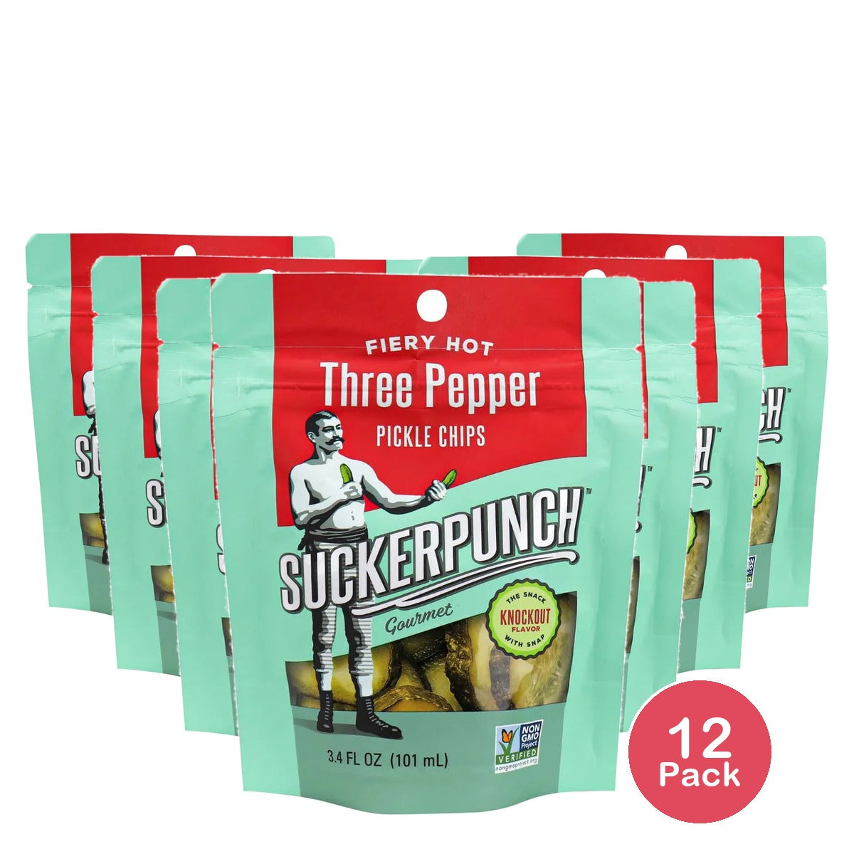 SuckerPunch Pickle Chips 3 Pepper 3.4 oz (Pack of 12)