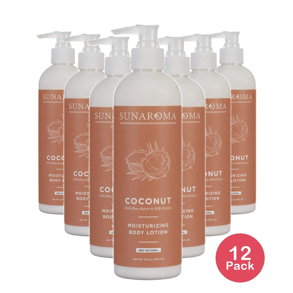 Sunaroma Coconut Moisturizing Body Lotion 11.5 Oz (Pack of 12)