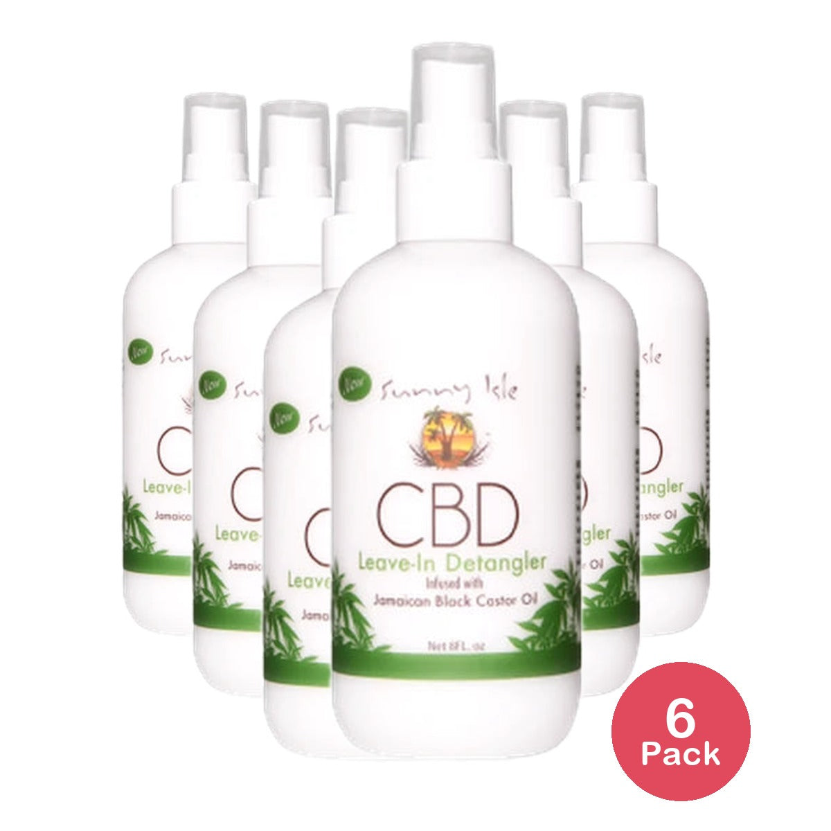 Sunny Isle CBD Leave-In Detangler ounces in Black 8 Fl. Oz (Pack of 6)