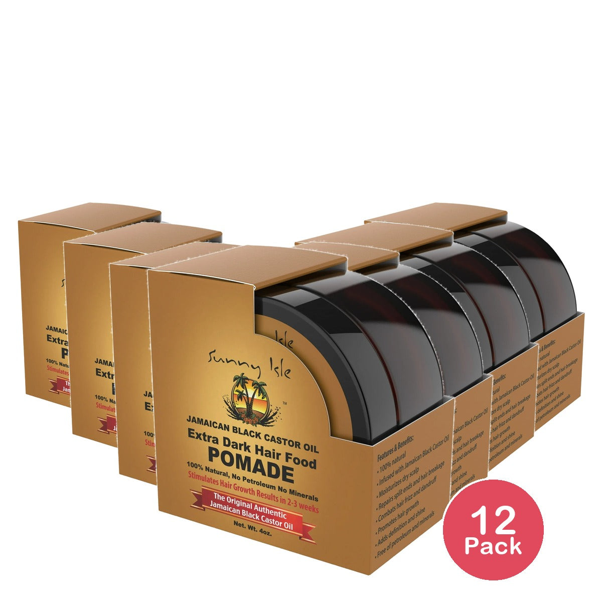 Sunny Isle Extra Dark Jamaican Black Castor Oil Hair Pomade 4 Oz (Pack of 12)