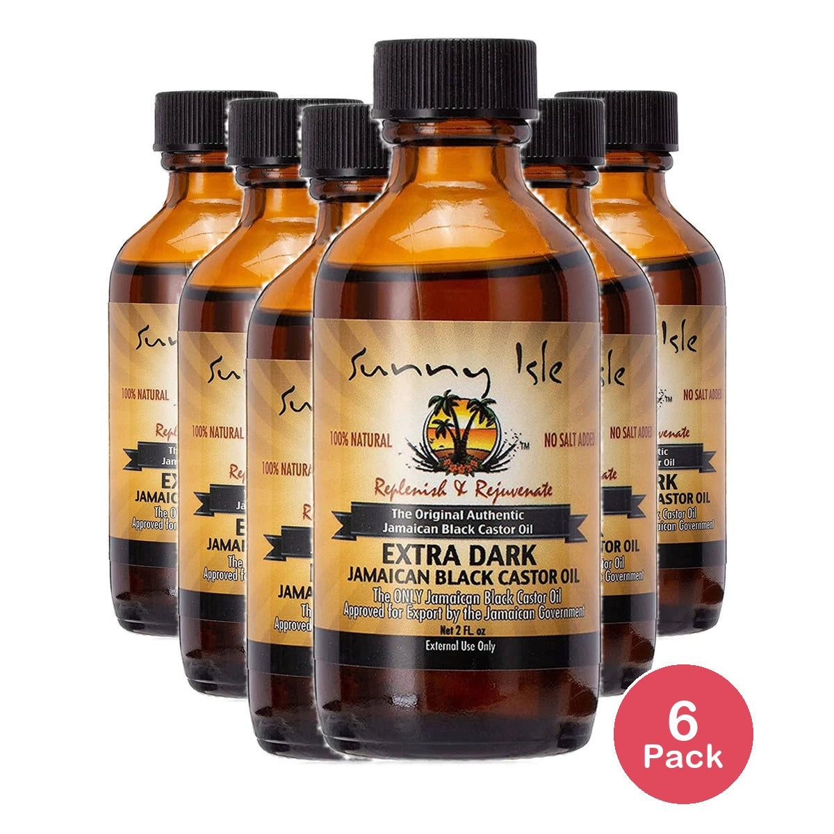 Sunny Isle Extra Dark Jamaican Black Castor Oil, Ounce (B071HVC282)  2 Fl. Oz(Pack of 6)