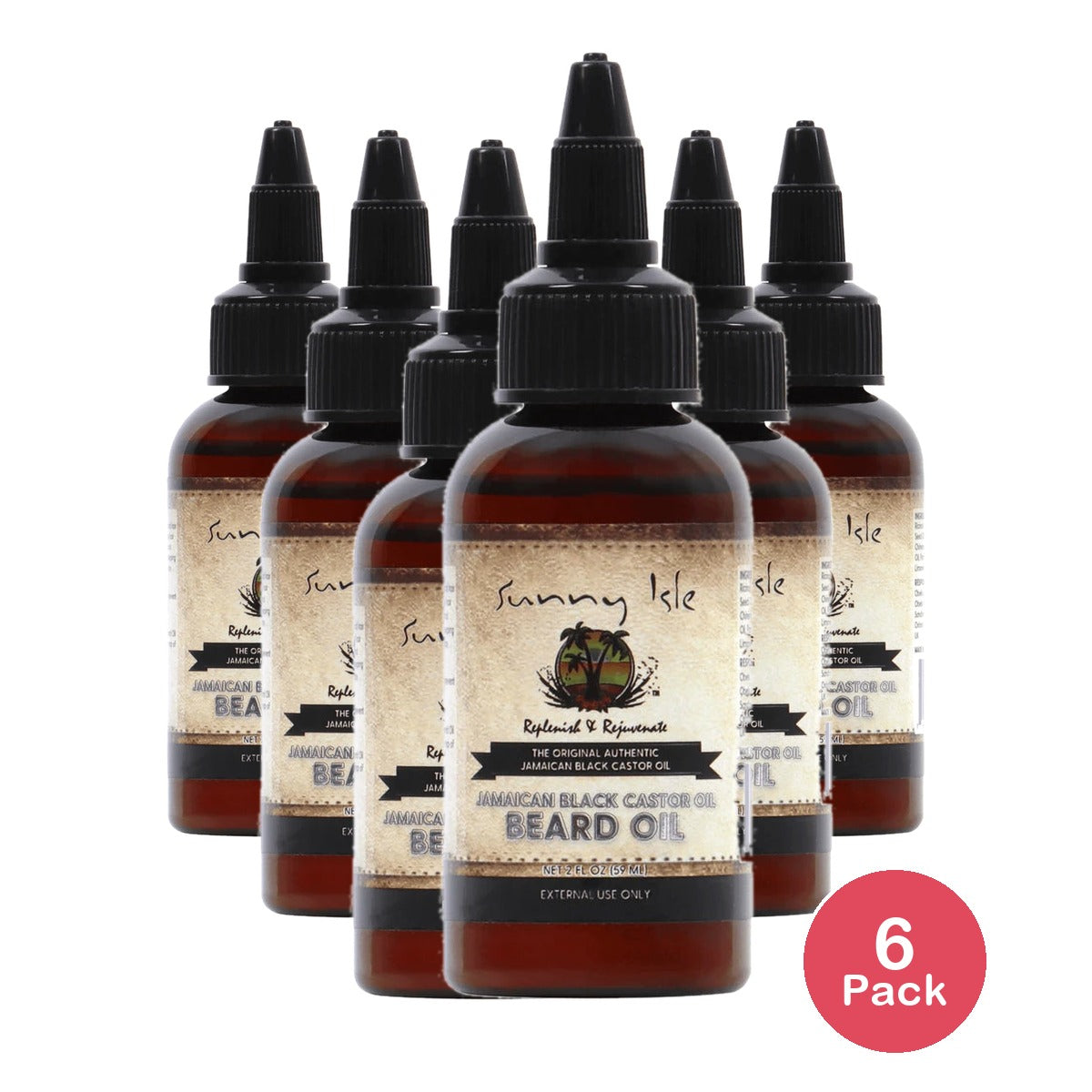 Sunny Isle Jamaican Black Castor Beard Oil, Ounce 2 Fl. Oz (Pack of 6)