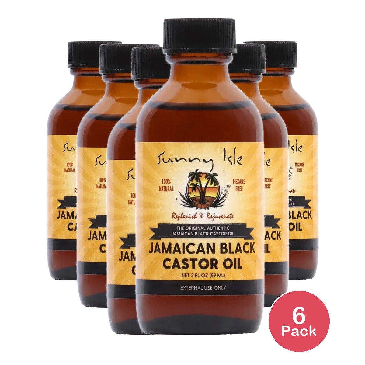 Sunny Isle Jamaican Black Castor Oil 2 Fl. Oz (Pack of 6)