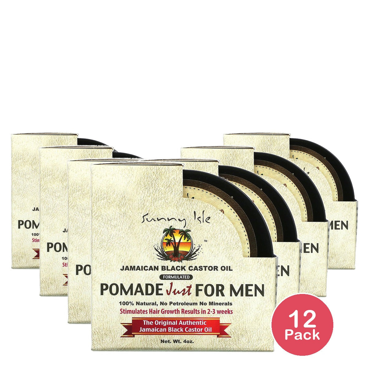 Sunny Isle Jamaican Black Castor Oil Hair Pomade for Men 4 Oz (Pack of 12)