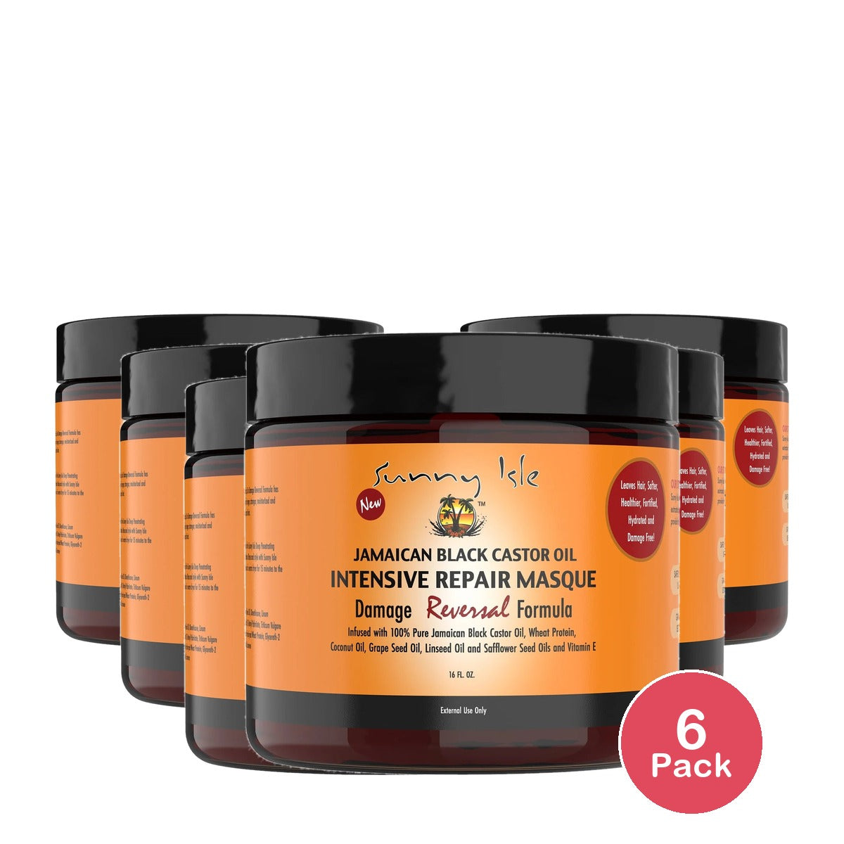 Sunny Isle Jamaican Black Castor Oil Intensive Repair Masque (B01HL5ZJ3E) 16 Fl. Oz (Pack of 6)