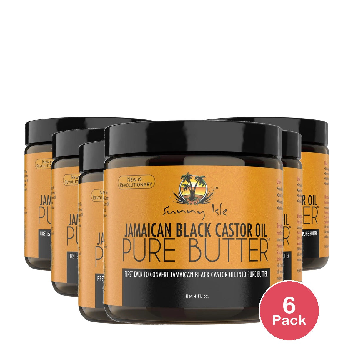 Sunny Isle Jamaican Black Castor Oil Pure Butter Original, 4 oz (Pack of 6)