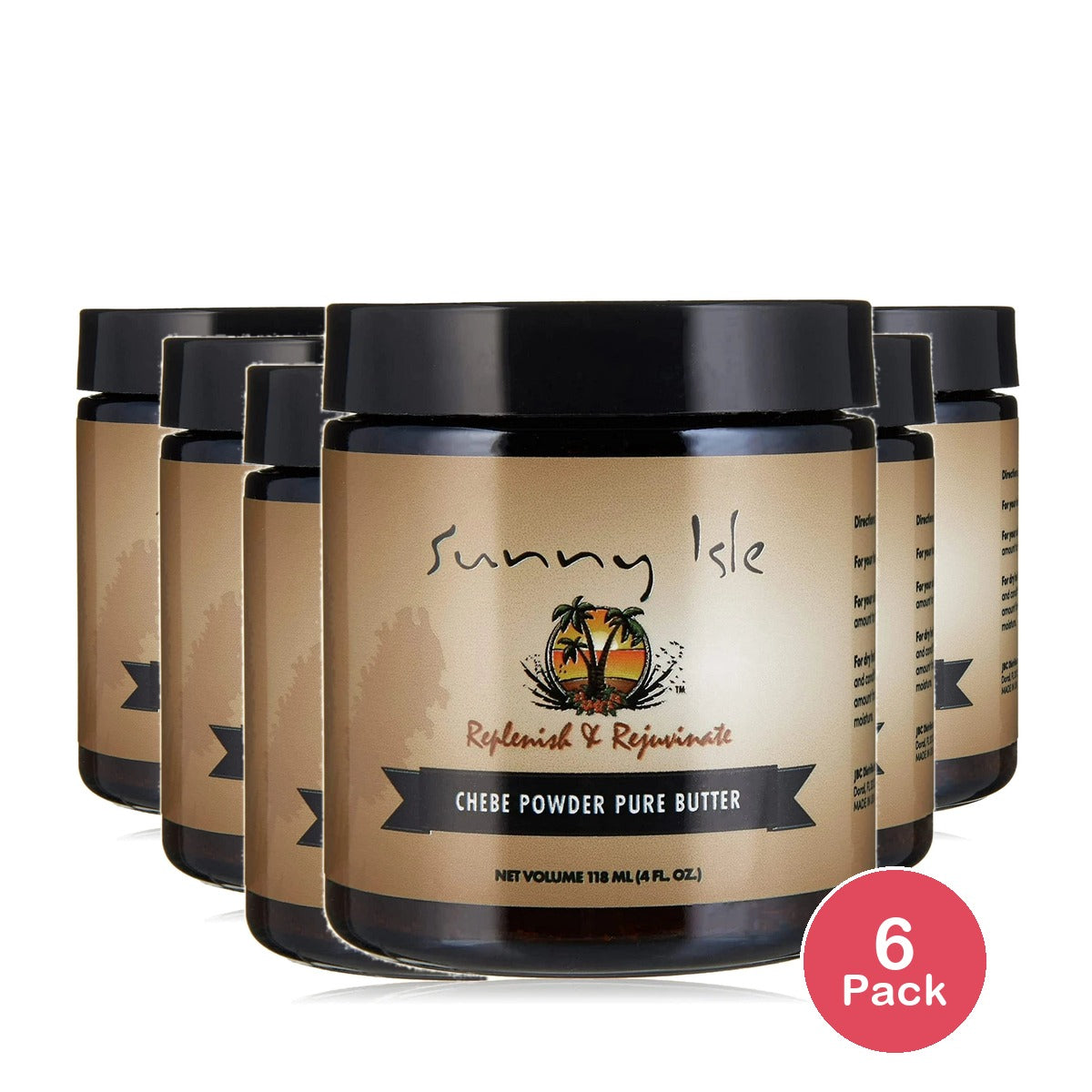 Sunny Isle Jamaican Black Castor Oil Pure Butter with Chebe Powder 4oz (Pack of 6)