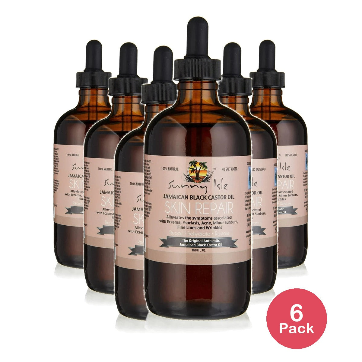 Sunny Isle Jamaican Black Castor Oil SKIN REPAIR - 8 Fl. Oz(Pack of 6)