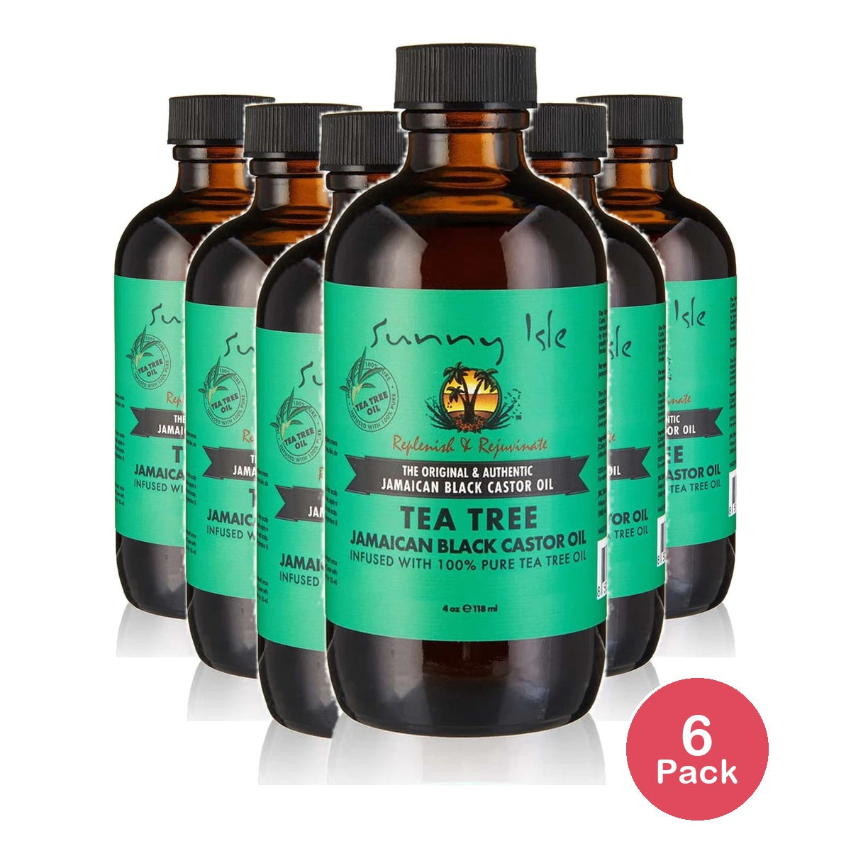 Sunny Isle Jamaican Black Castor Oil with Tea Tree Oil 4oz(Pack of 6)