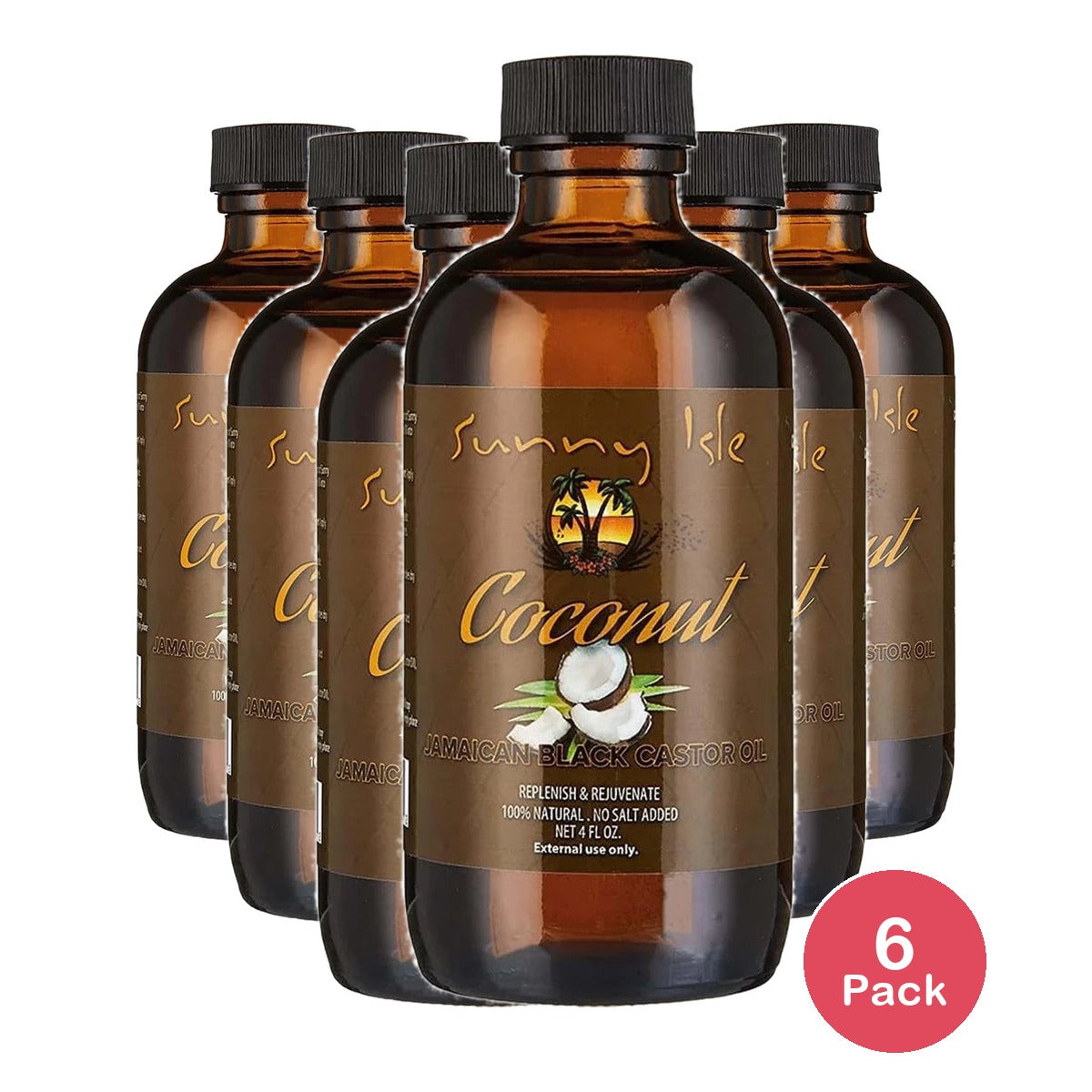 Sunny Isle Jamaican Castor Oil, Coconut Black, Fluid Ounce (B013RTC0A8)  4 Fl. Oz(Pack of 6)