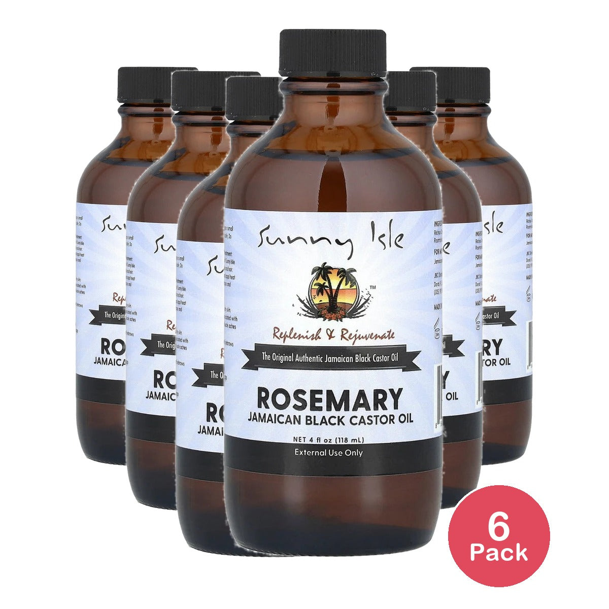 Sunny Isle Rosemary Jamaican Black Castor Oil 4oz (Pack of 6)