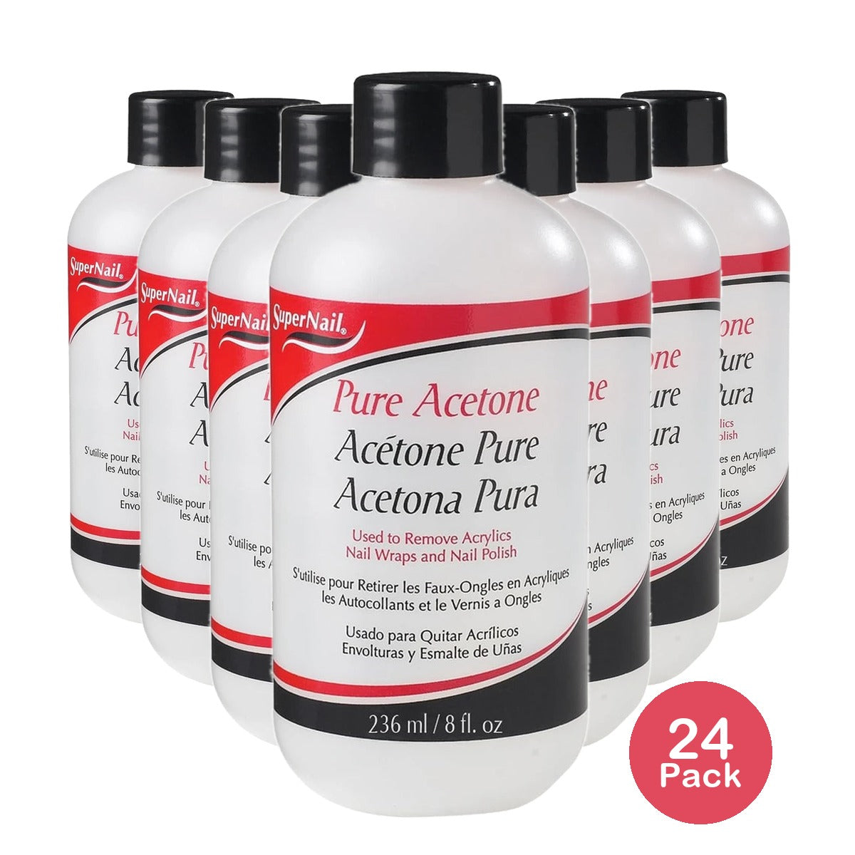 Super Nail Pure Acetone Polish Remover 8 Oz (Pack of 24)