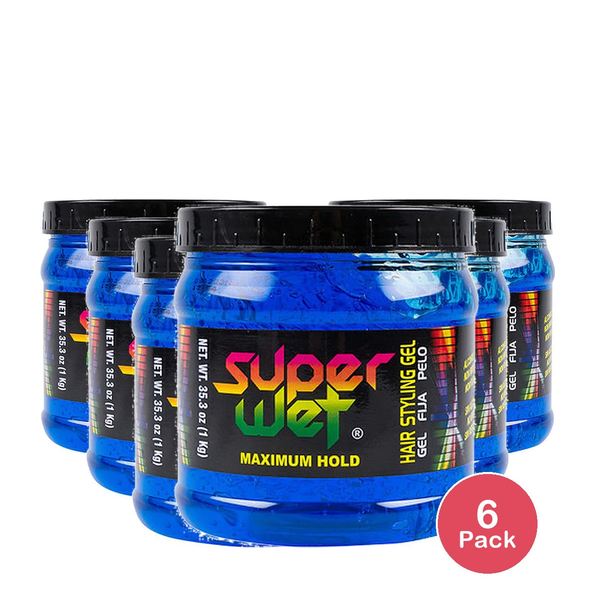 Super Wet Blue Styling Gel 35.3 Oz (Pack of 6)