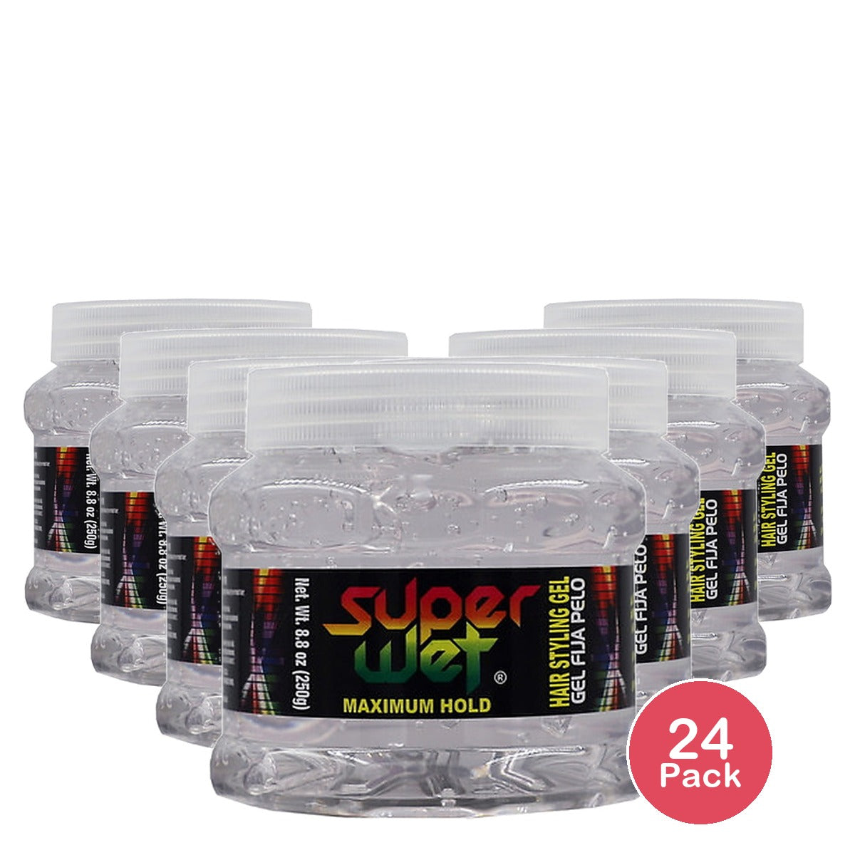 Super Wet Transparente Moisturizing Hair Styling Gel 8.8 Oz (Pack of 24)