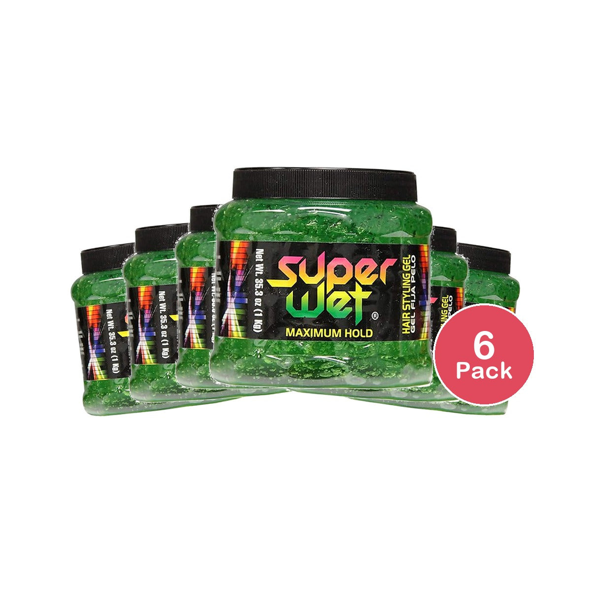 Super Wet Verde Gel Green Hair Styling 2.2 Lb (Pack of 6)