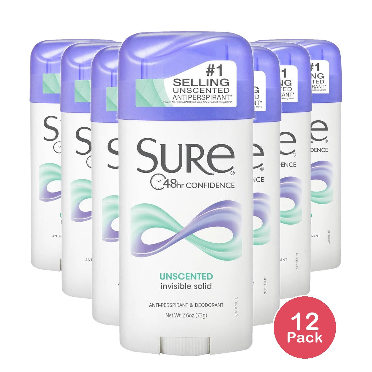Sure Solid Anti-Perspirant Deodorant Unscented 2.6 Oz (Pack of 12)